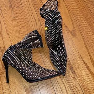 Black Rhinestone Sock Heel
